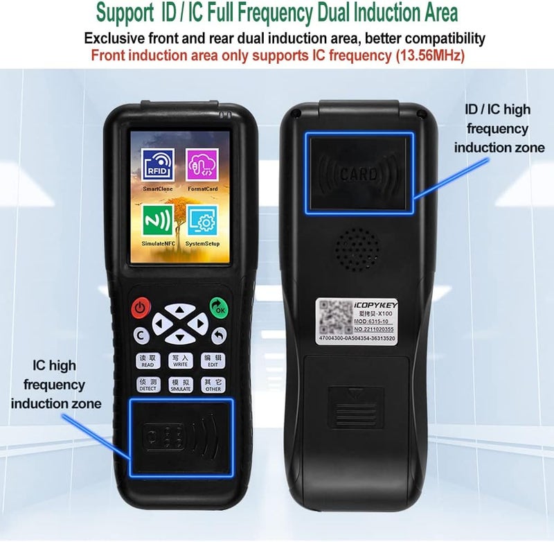 jasugKEY Multi Frequencies RFID Reader Writer Duplicator, RFID Smart Card Programmer, Access Control Card Decoder, with Writable Key Fobs Cards, Free Software, Only Work for Access Control Cards - Image 3